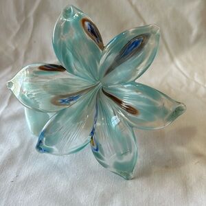 Hand Blown Glass Lily Flower with Curled Stem